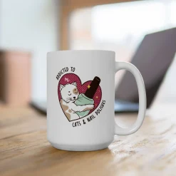 Addicted to Cats and Nail Polishes Ceramic Coffee Mug 15oz