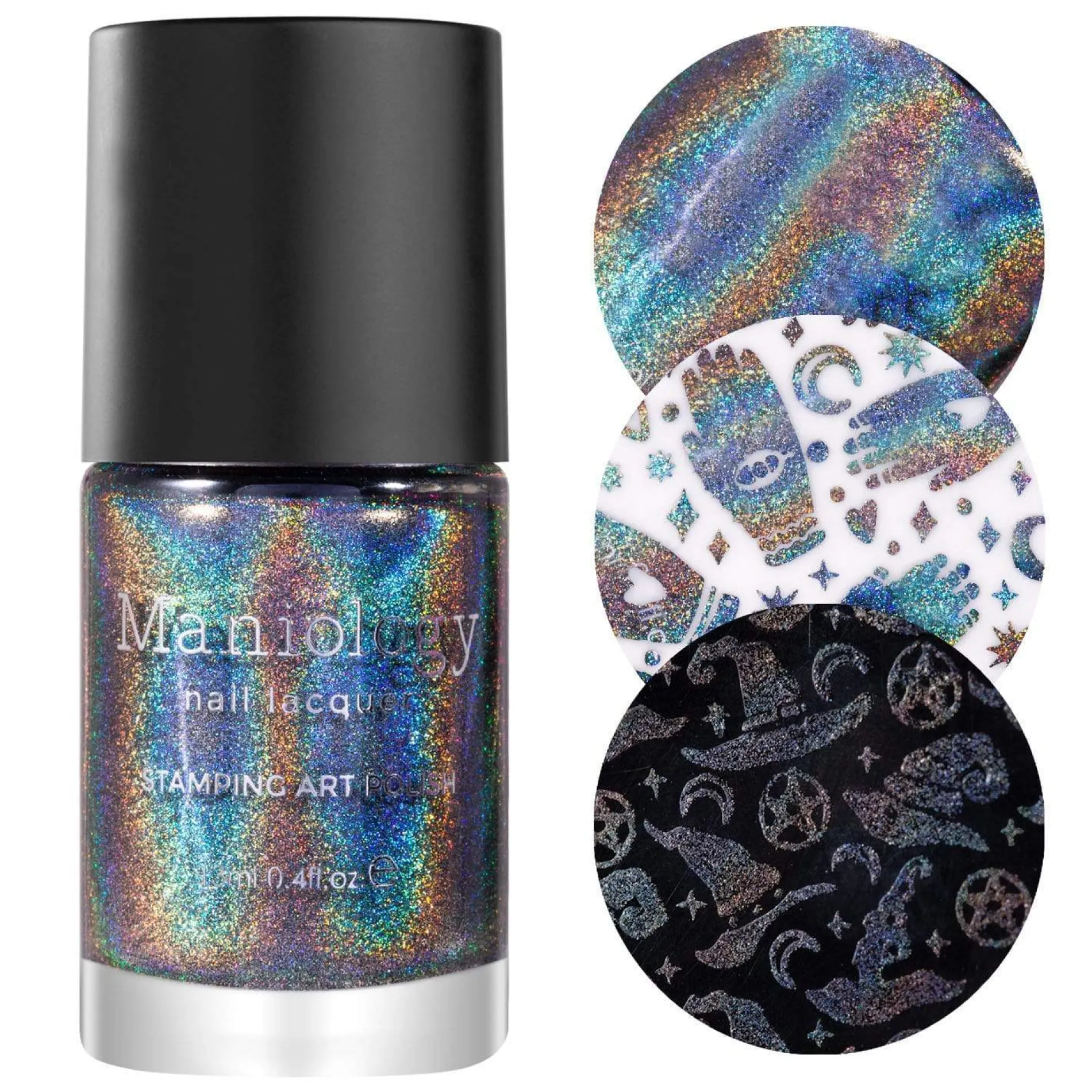 Black Magick (B293) - Holographic Black Stamping Polish