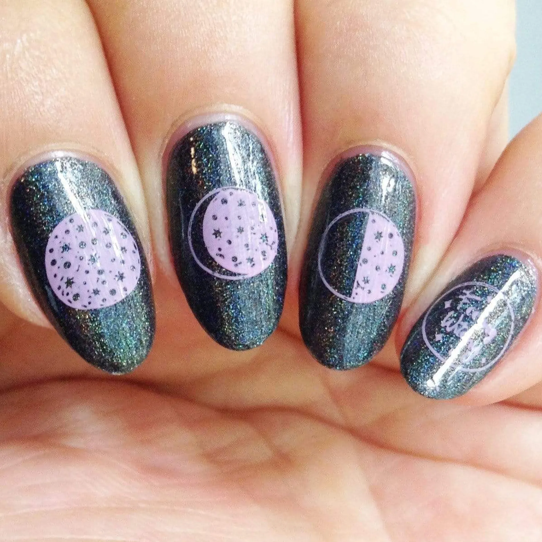 Black Magick (B293) - Holographic Black Stamping Polish