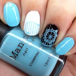Blue Ribbon (B455) - Cream Blue Stamping Polish