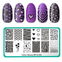 Classic Beauty: Hearts + Stars (XL355) - Nail Stamping Plate