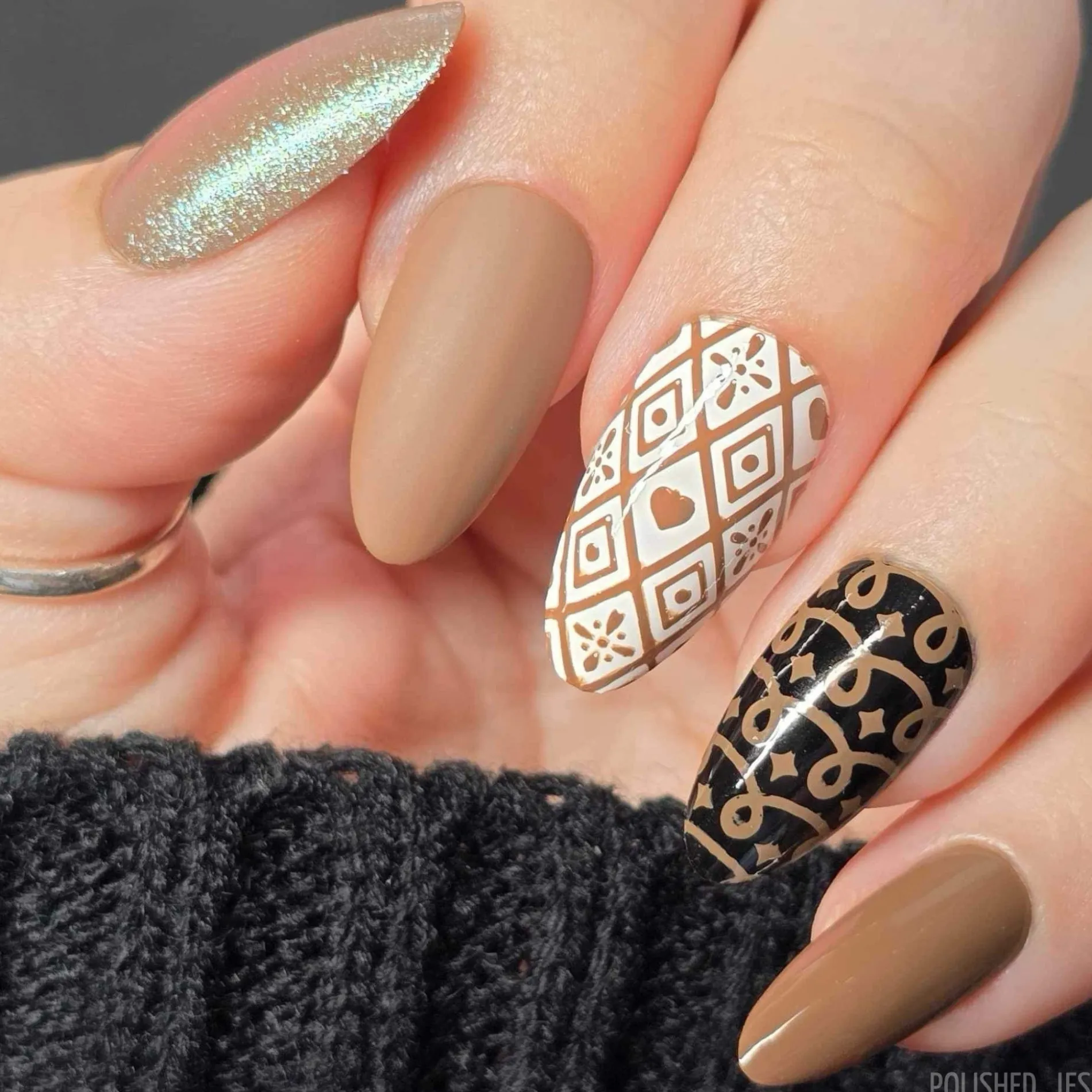 Cookie Crumbs (B538) - Cream Brown Stamping Polish
