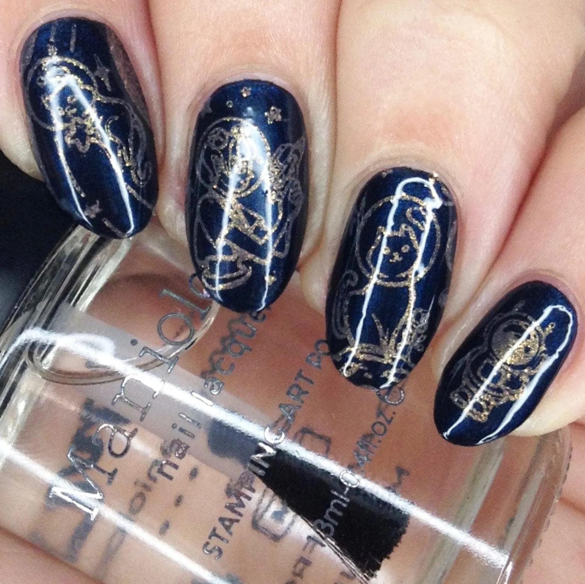 Cosmos (B433) - Pearl Navy Blue Stamping Polish