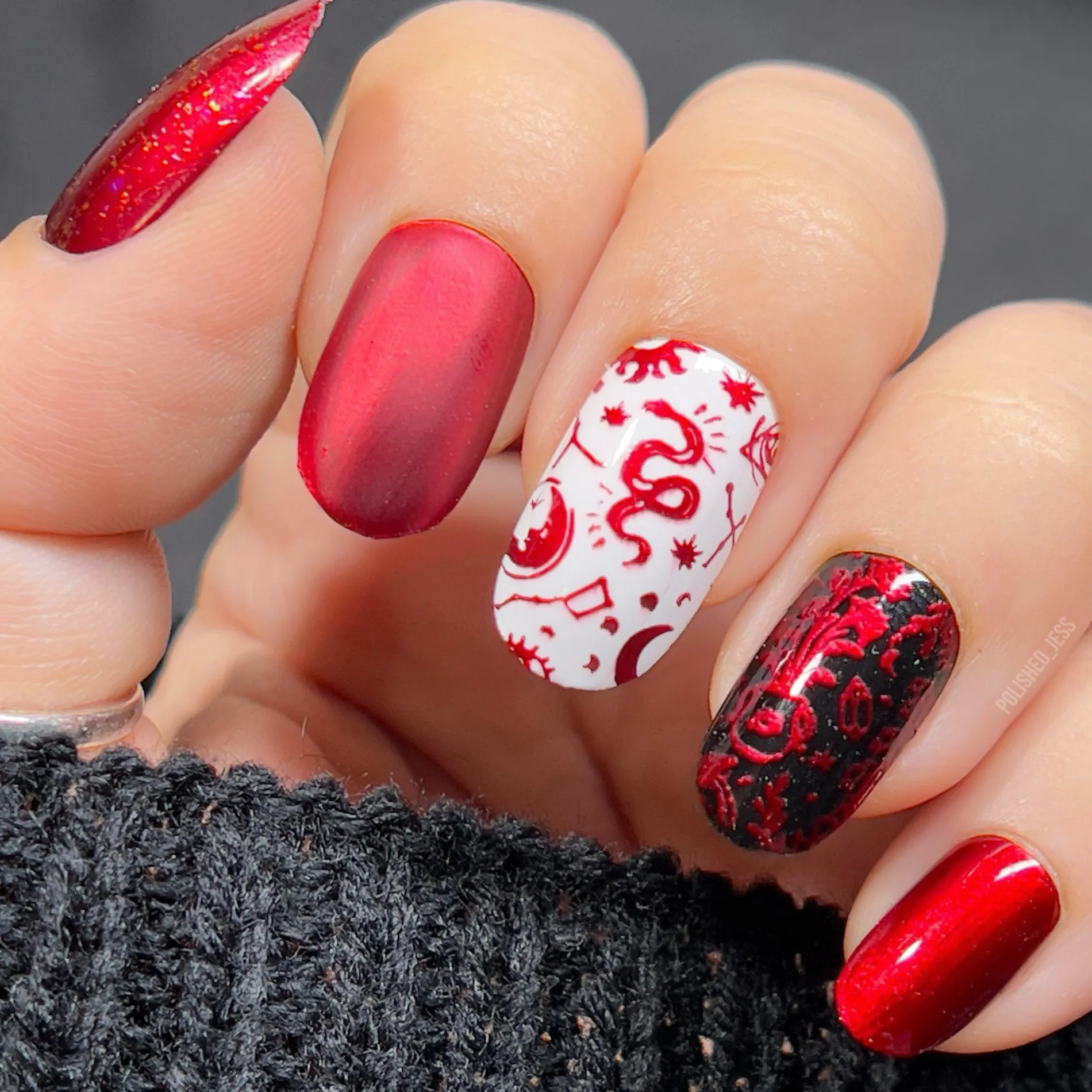 Darkest Night: Evil Eye (B308) Metallic Scarlet Red Stamping Polish