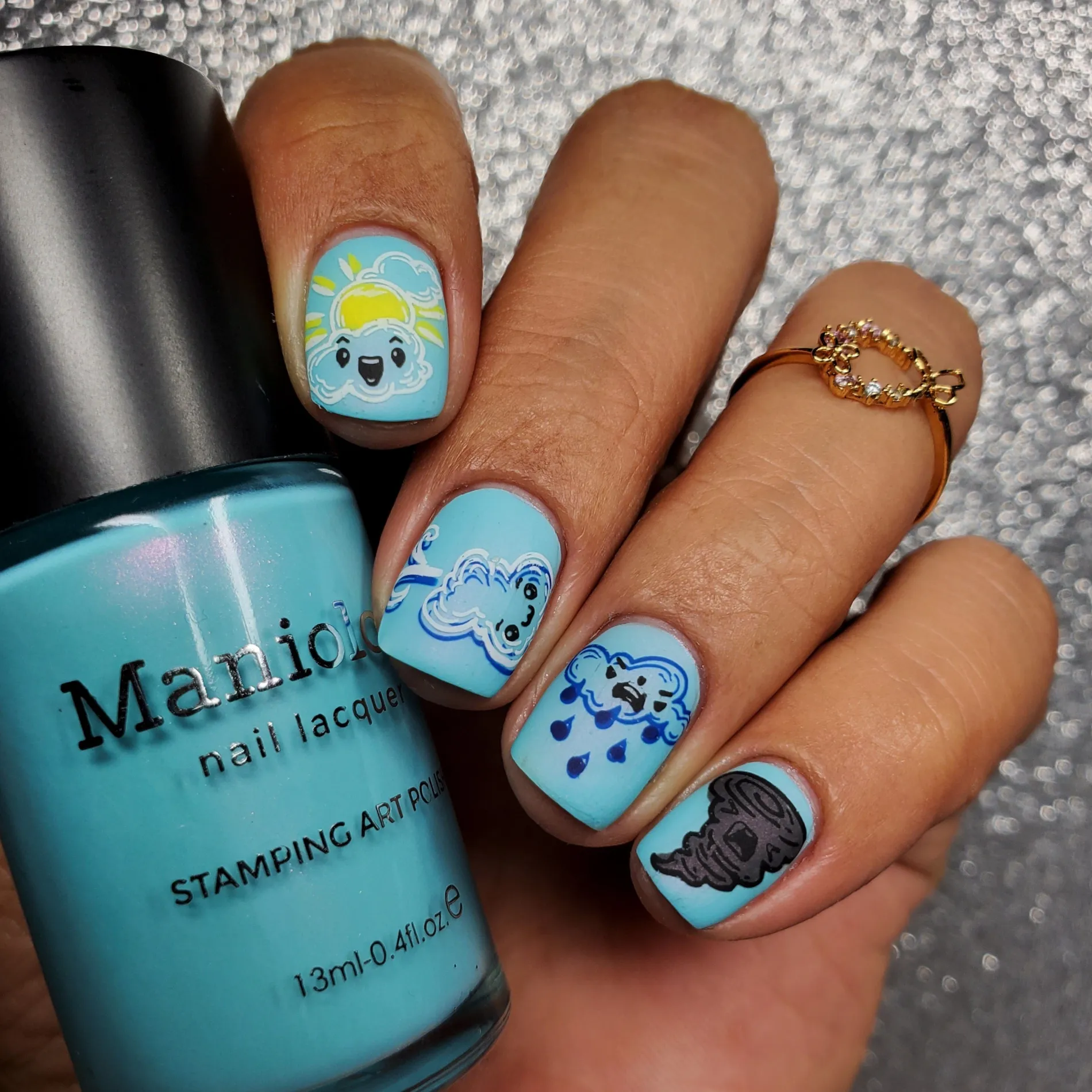 Droplet (B426) - Pearl Blue Stamping Polish