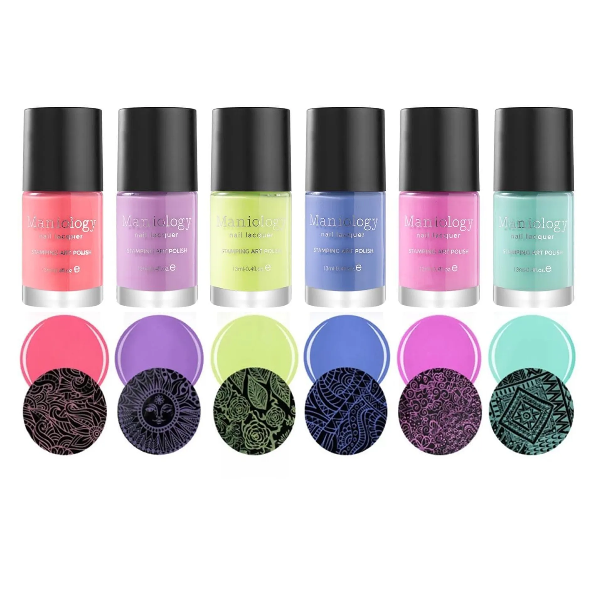 Electro Glo: 6-Piece Electric Pastel Stamping Art Polish Set