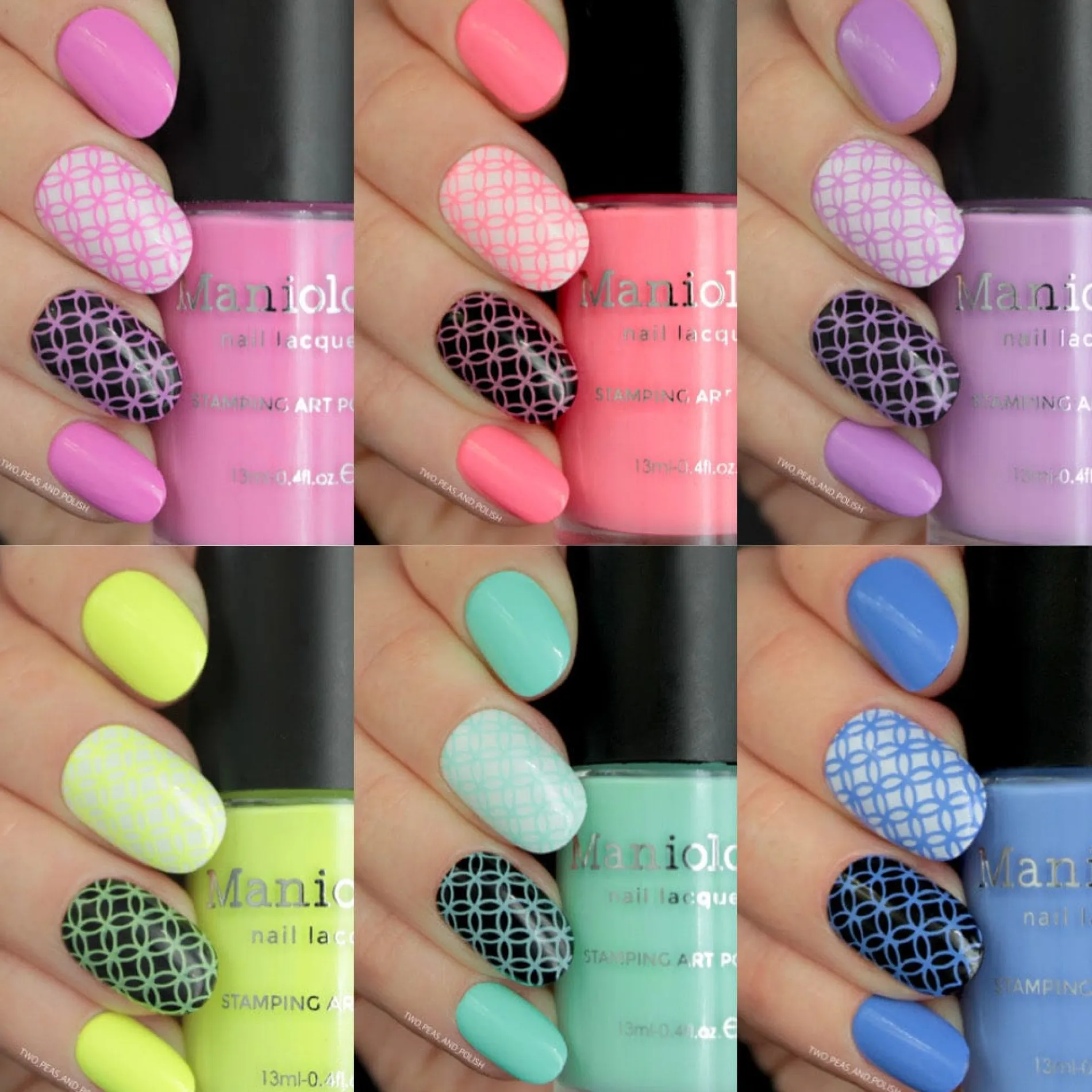 Electro Glo: 6-Piece Electric Pastel Stamping Art Polish Set