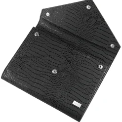 Faux Leather Envelope Style Nail Stamping Plate Organizer Case - Black Croc
