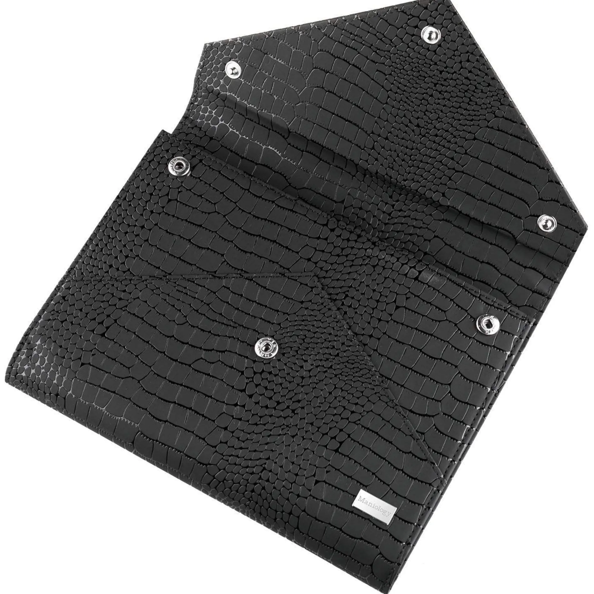 Faux Leather Envelope Style Nail Stamping Plate Organizer Case - Black Croc