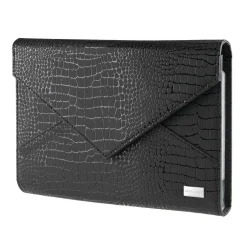 Faux Leather Envelope Style Nail Stamping Plate Organizer Case - Black Croc