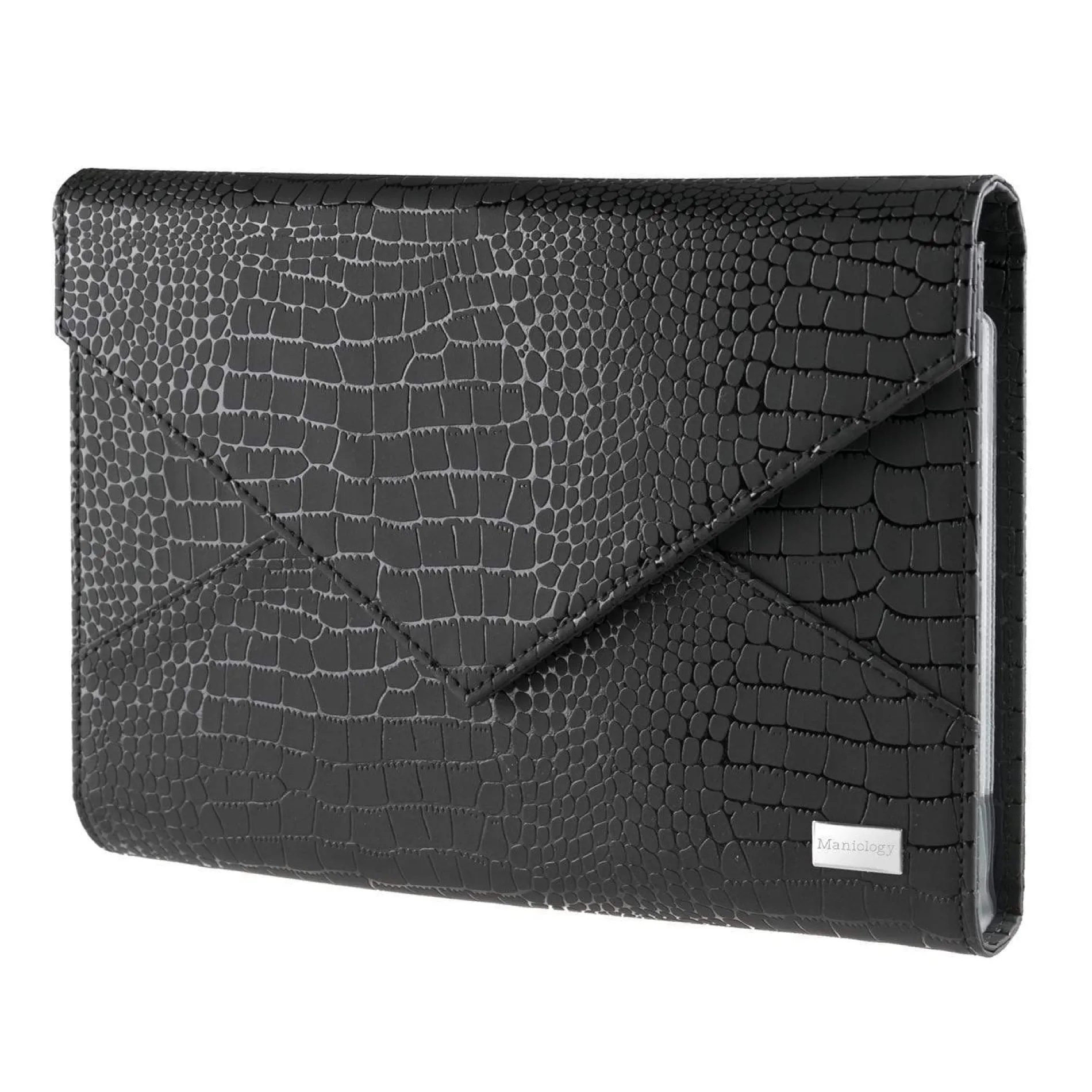 Faux Leather Envelope Style Nail Stamping Plate Organizer Case - Black Croc