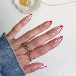 Fiery French Press On Nails - Short Almond