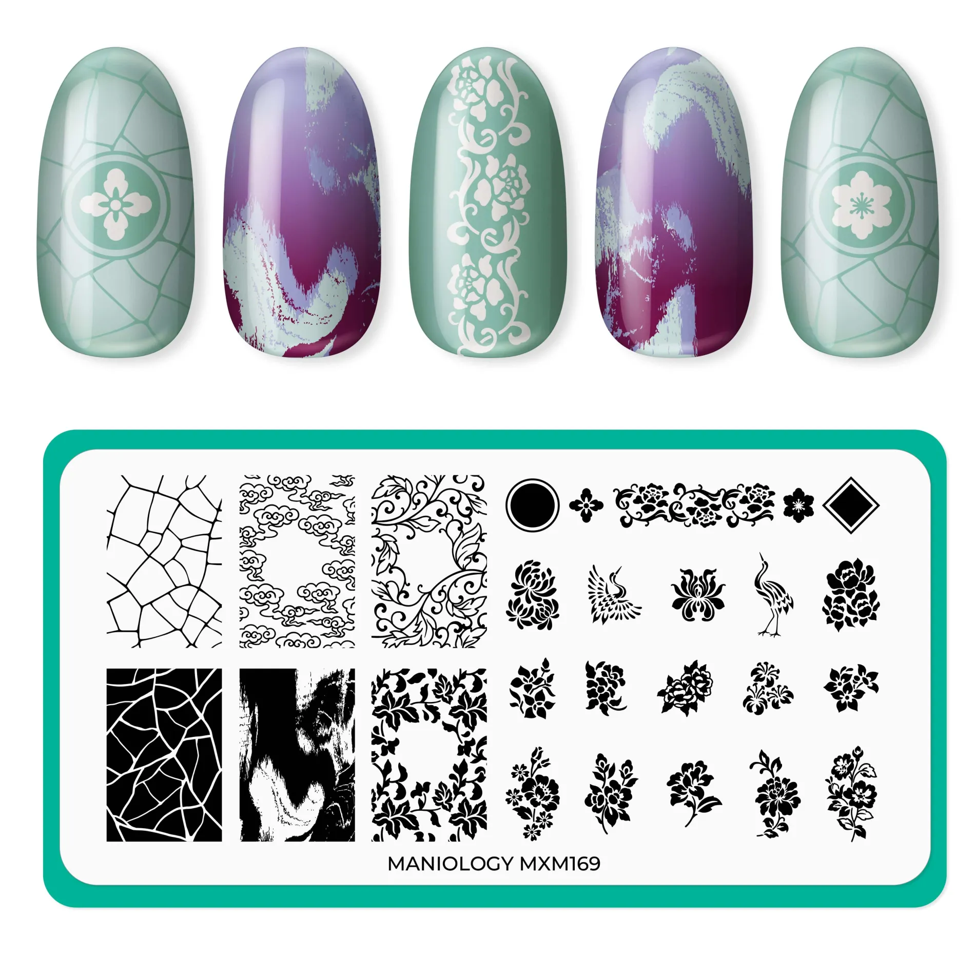 Fine China: Glazed Perfection (MXM169) - Nail Stamping Plate