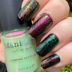 Fish Scale (B476) - Aurora Duochrome Green to Pink Stamping Polish