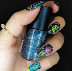 Flicker (B447) - Dark Teal Stamping Polish with Holographic Glitters