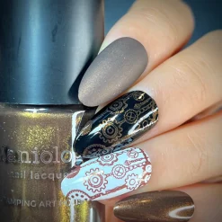 Gaslamp (B480) - Chocolate Brown with Gold Shimmer Stamping Polish