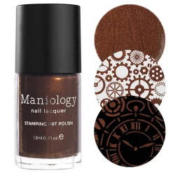 Gaslamp (B480) - Chocolate Brown with Gold Shimmer Stamping Polish