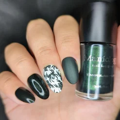 Ghostlight Gleam (B562) - Black with Iridescent Green Shimmer Stamping Polish