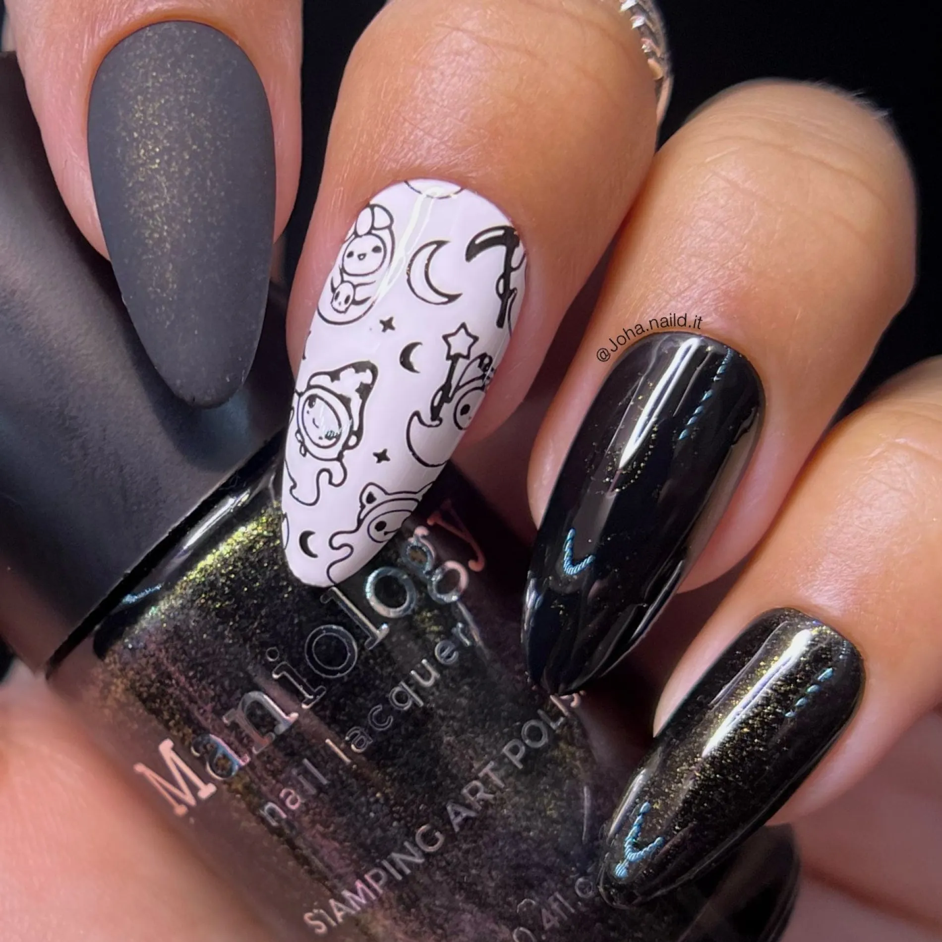 Ghoul Pal (B449) - Black Shimmer Stamping Polish