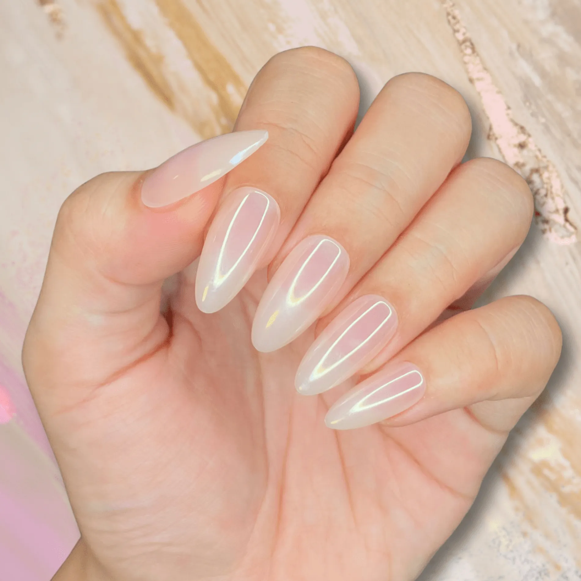 Glazed Nude Press On Nails - Medium Almond