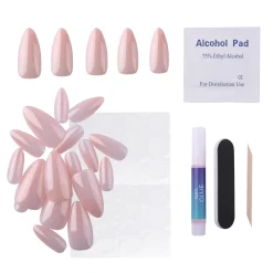 Glazed Nude Press On Nails - Medium Almond