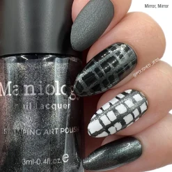 Grimm's Nightfall: Mirror, Mirror (B220)- Smoky Black Metallic Stamping Polish