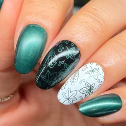 Harvest Hues: Falling Leaves (B529) - Green Metallic Stamping Polish