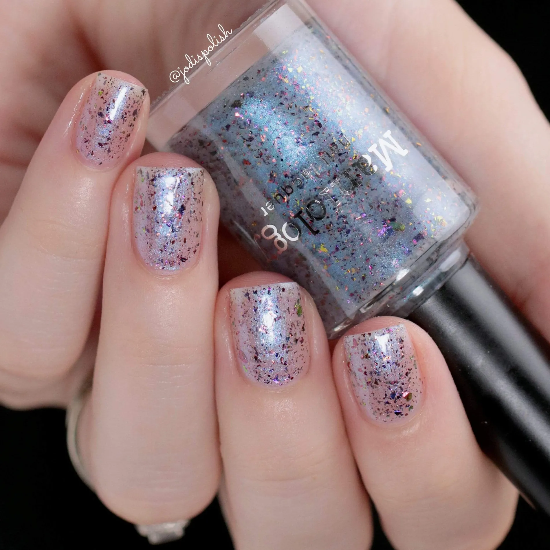 Harvest Moon: Mist (P120) - Sheer Light Blue w/ Purple Gold Iridescent Flakies Nail Polish