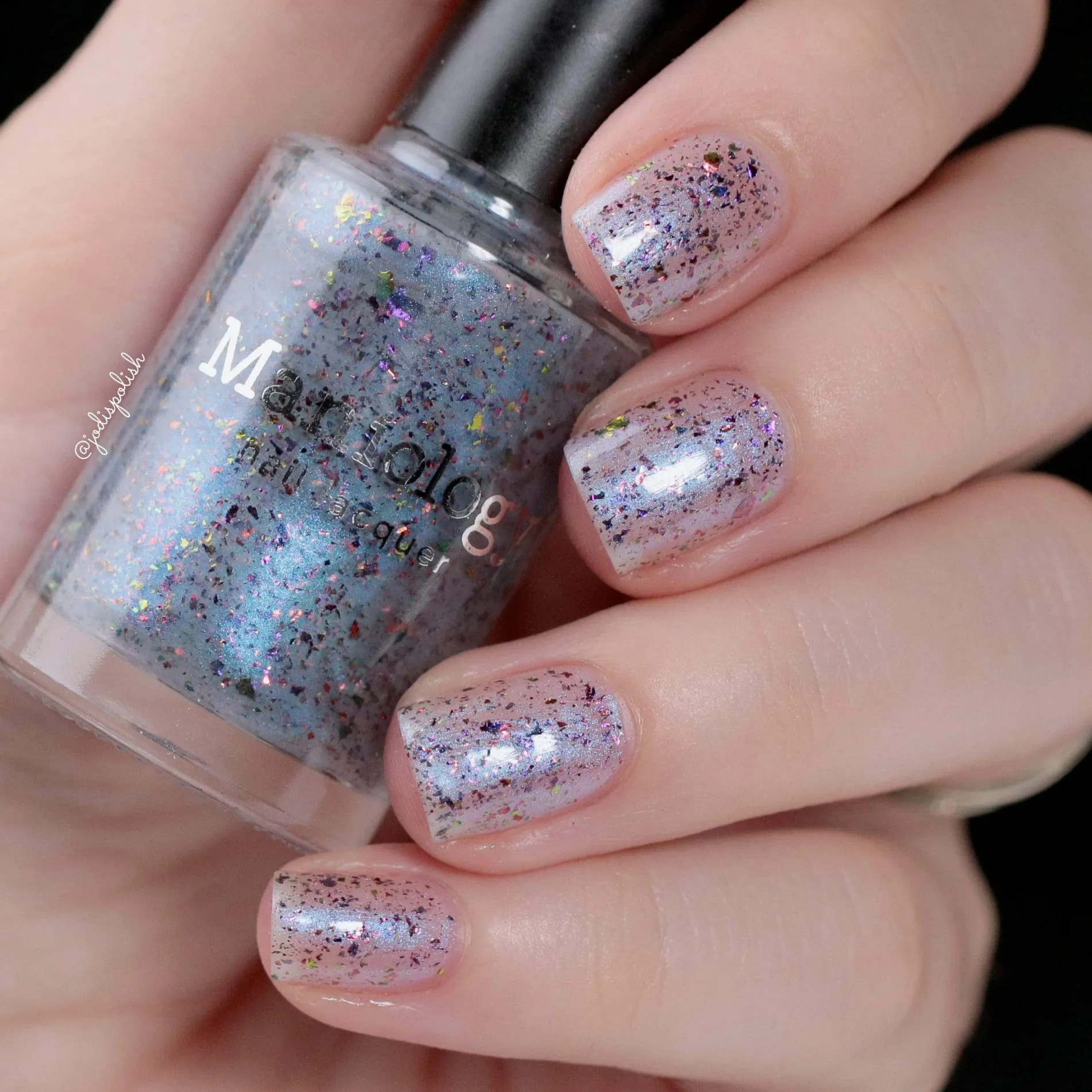 Harvest Moon: Mist (P120) - Sheer Light Blue w/ Purple Gold Iridescent Flakies Nail Polish
