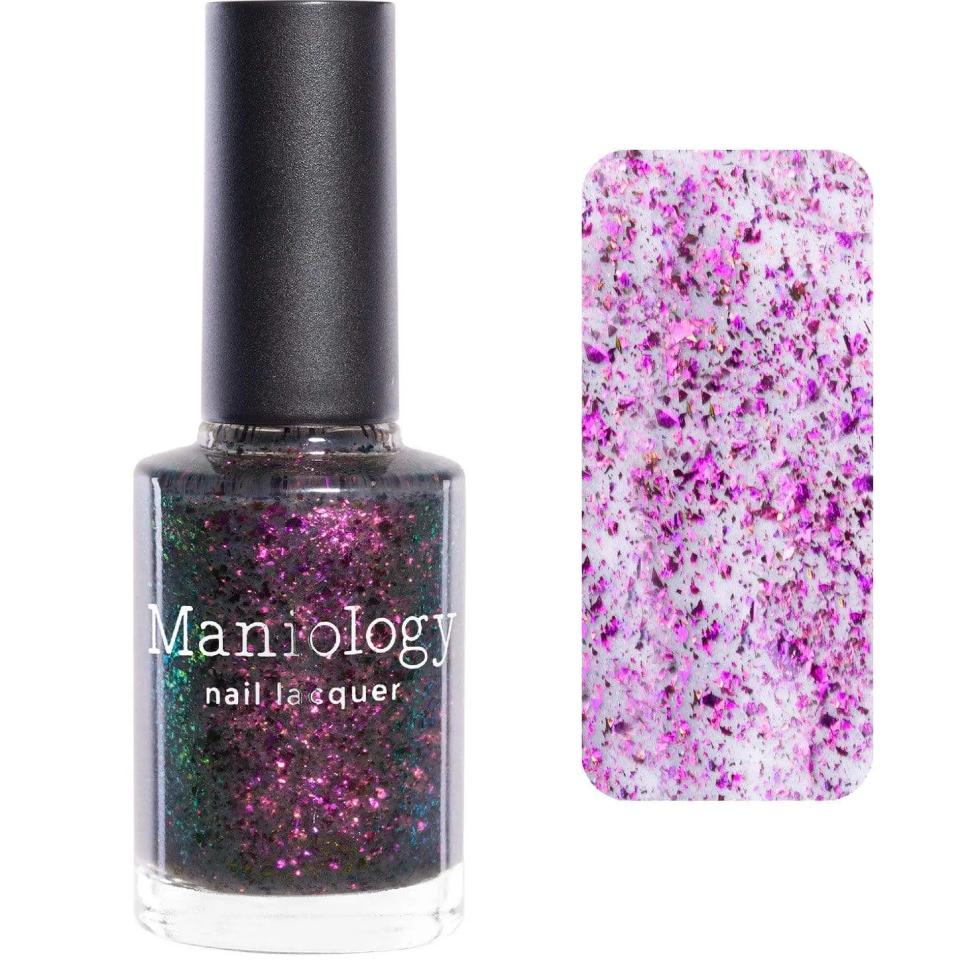 Harvest Moon: Thunder (P119) - Sheer Gray with Pink Orange Iridescent Flakies Nail Polish