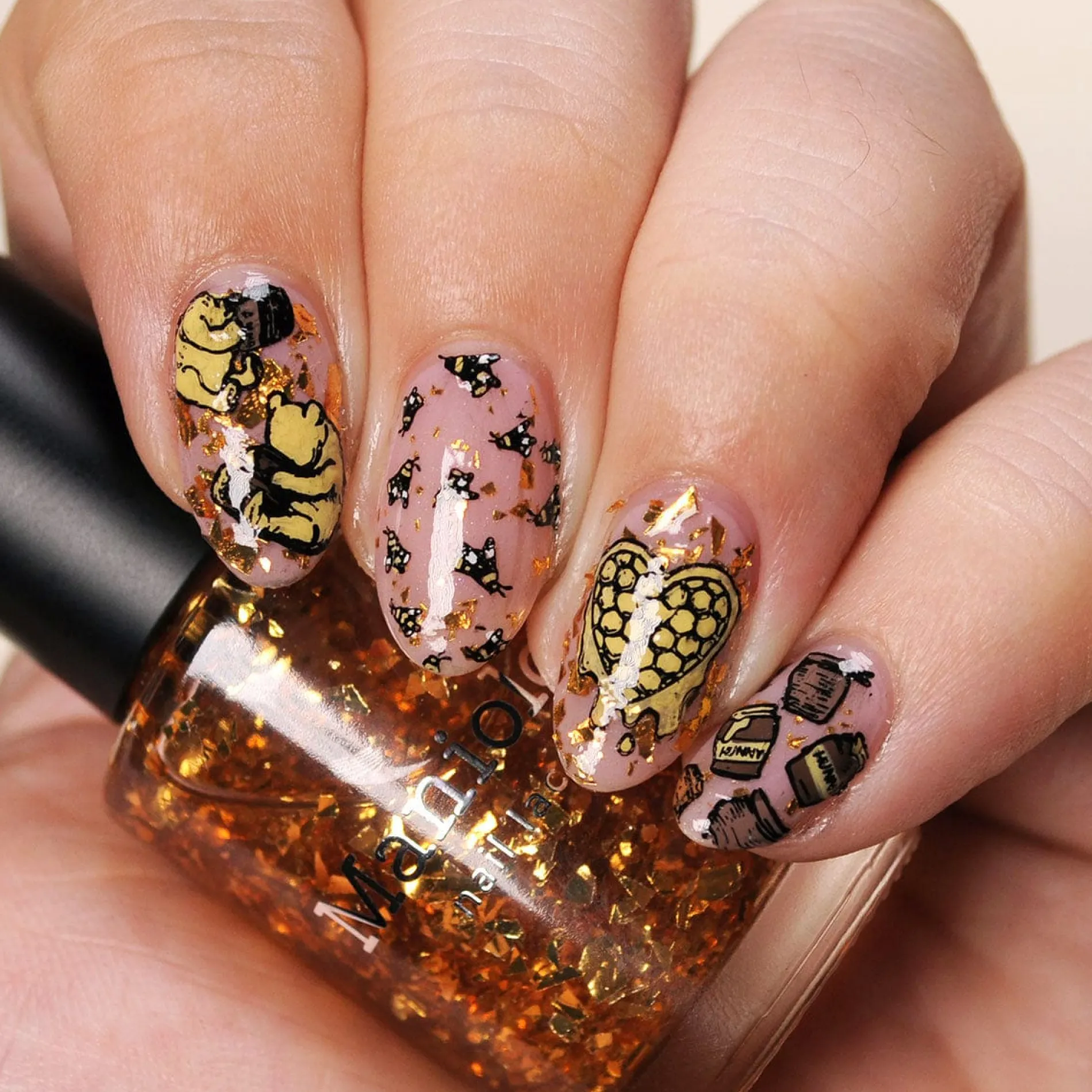 Honeypot (P138) - Clear with Copper Gold Flakies Nail Polish