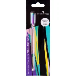 2-in-1 Double-Sided Stainless Steel Cuticle Pusher - Iridescent Rainbow Finish