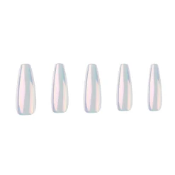 Iridescent Clear Press On Nails - Medium Coffin