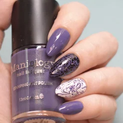 Jeweled Petals (B583) - Dark Purple Creme Shimmer Stamping Polish