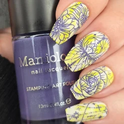 Jeweled Petals (B583) - Dark Purple Creme Shimmer Stamping Polish