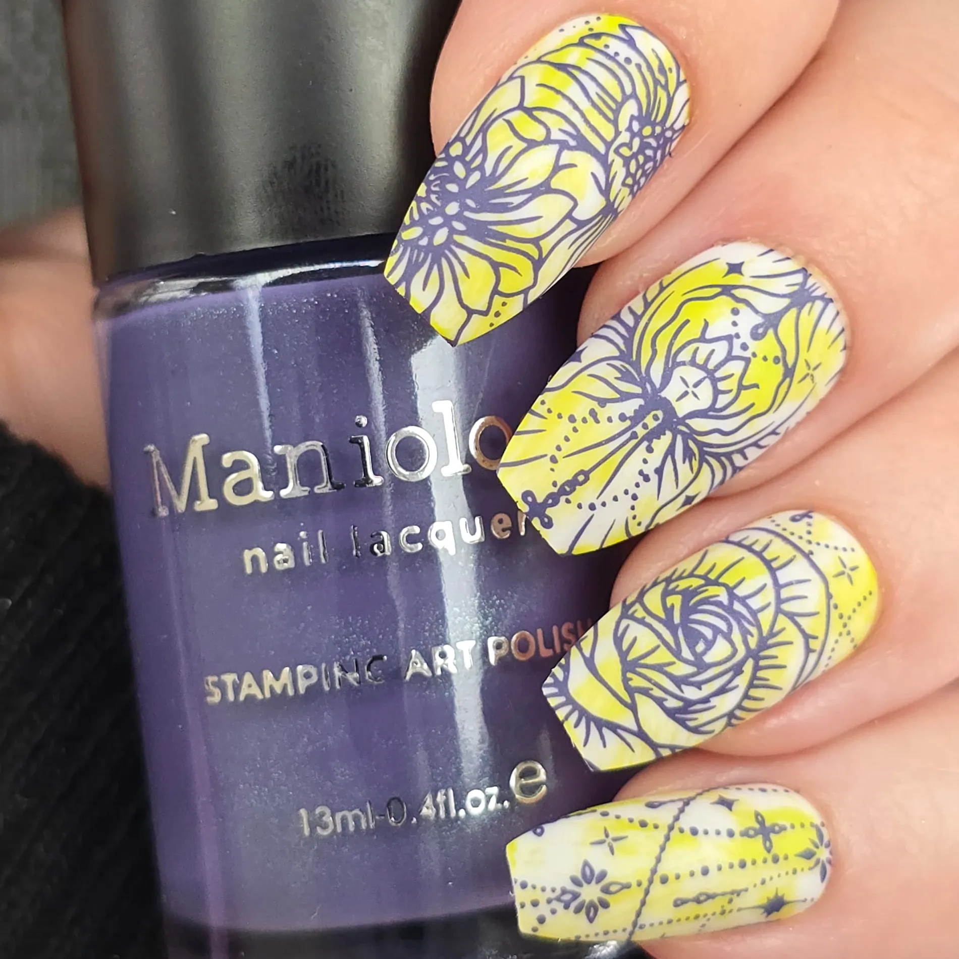 Jeweled Petals (B583) - Dark Purple Creme Shimmer Stamping Polish