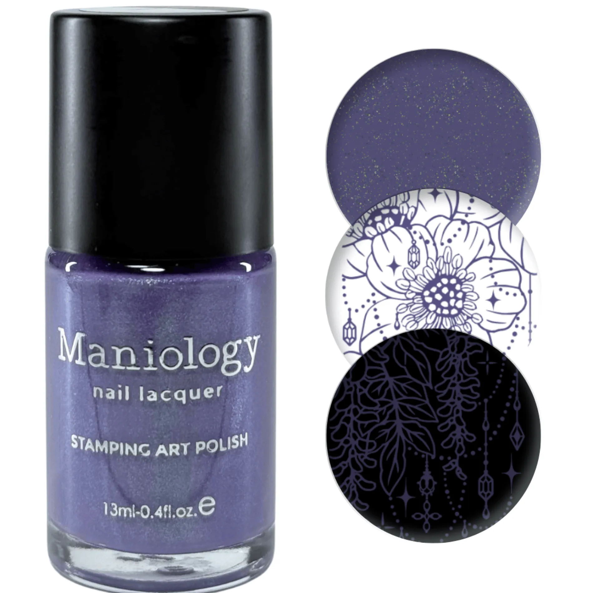 Jeweled Petals (B583) - Dark Purple Creme Shimmer Stamping Polish