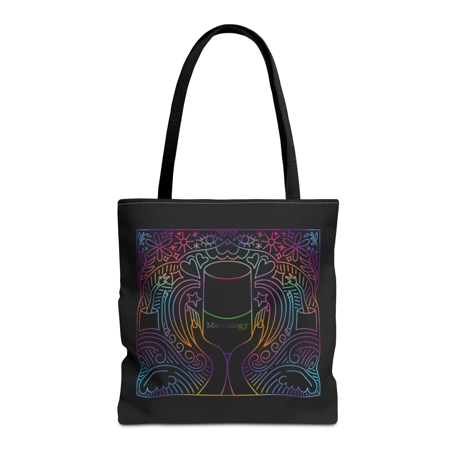 Maniology Rainbow Black Tote Bag