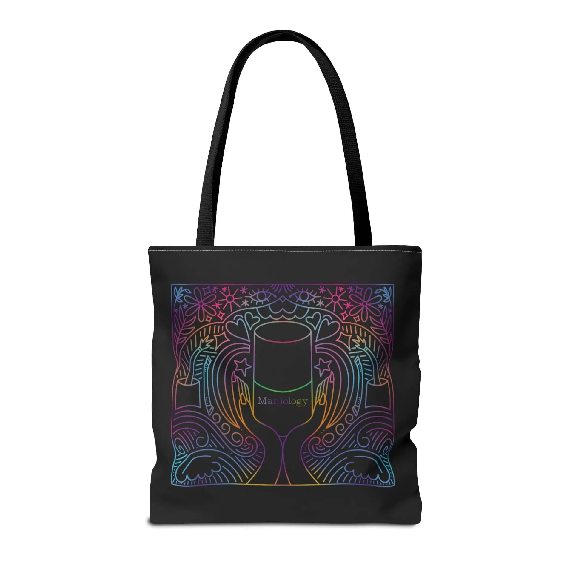 Maniology Rainbow Black Tote Bag