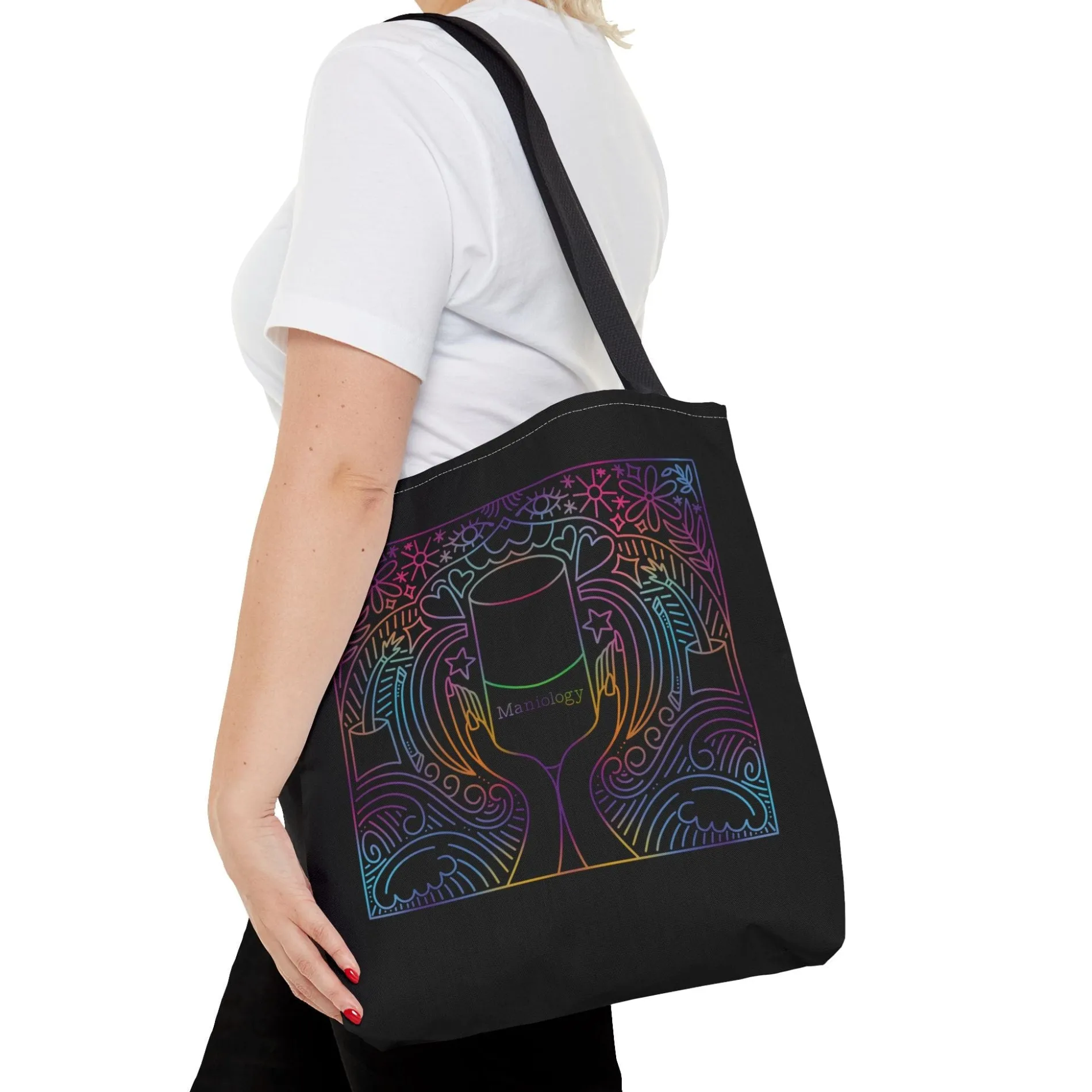 Maniology Rainbow Black Tote Bag