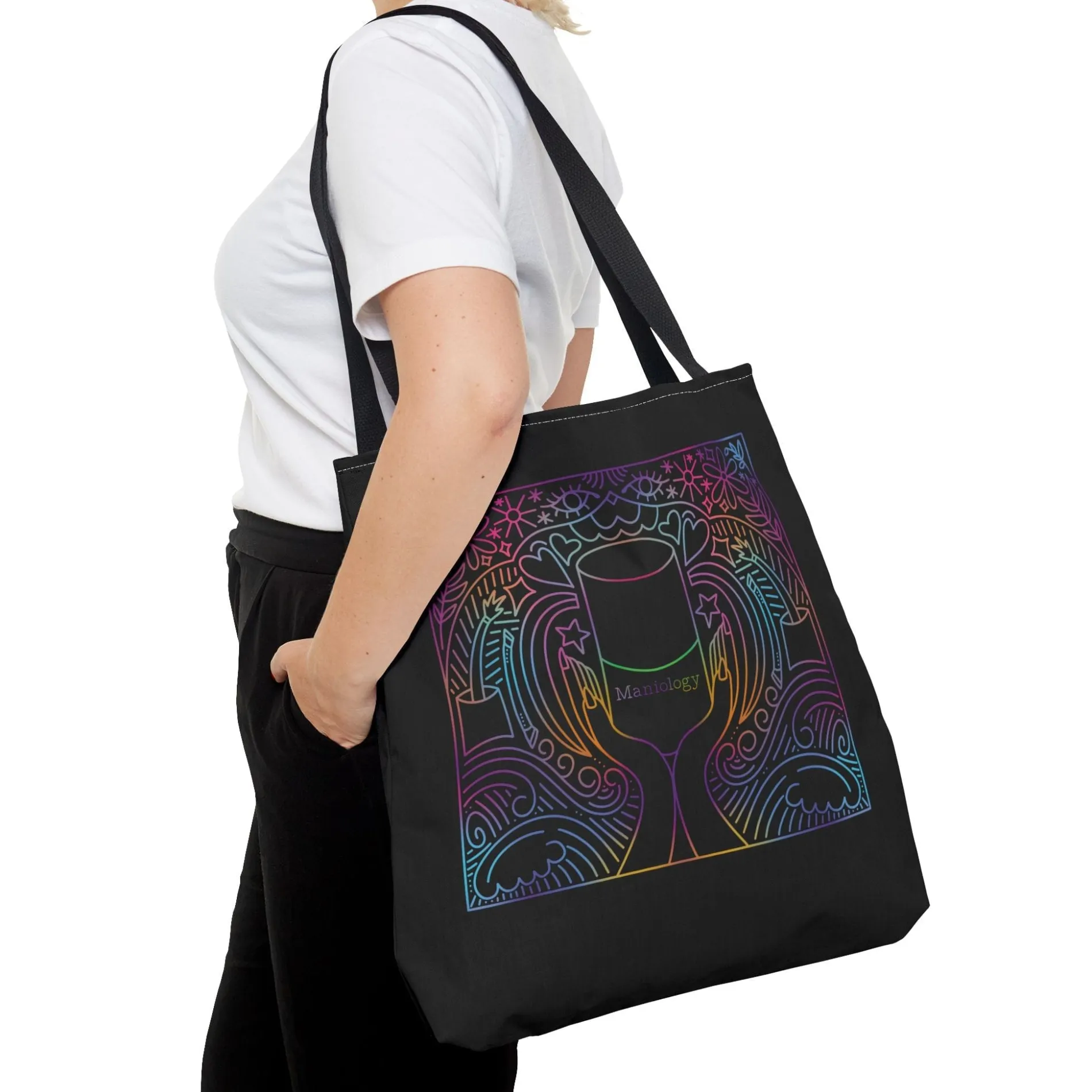 Maniology Rainbow Black Tote Bag