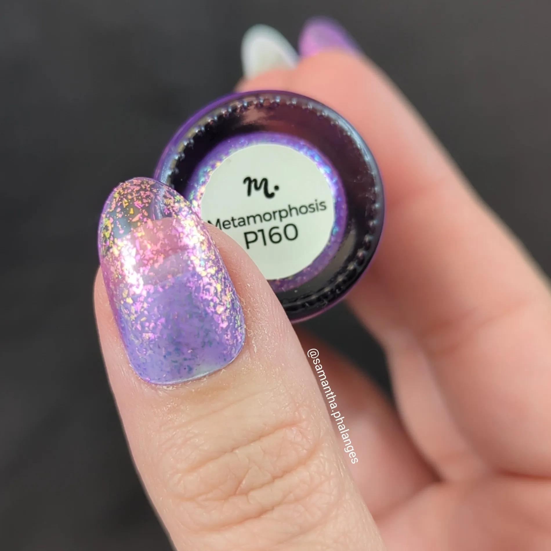 Metamorphosis (P160) - Sheer Purple with Gold Iridescent Flakies Nail Polish