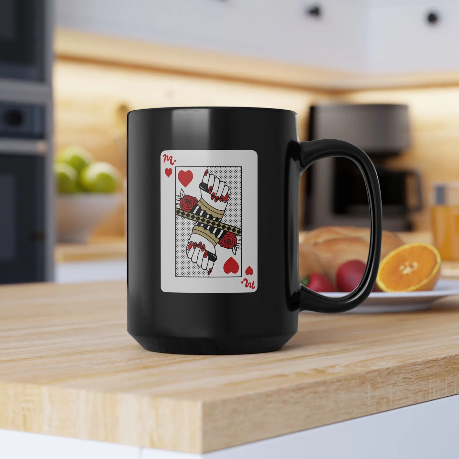 Nail Queen of Hearts Ceramic Coffee Black Mug 15oz