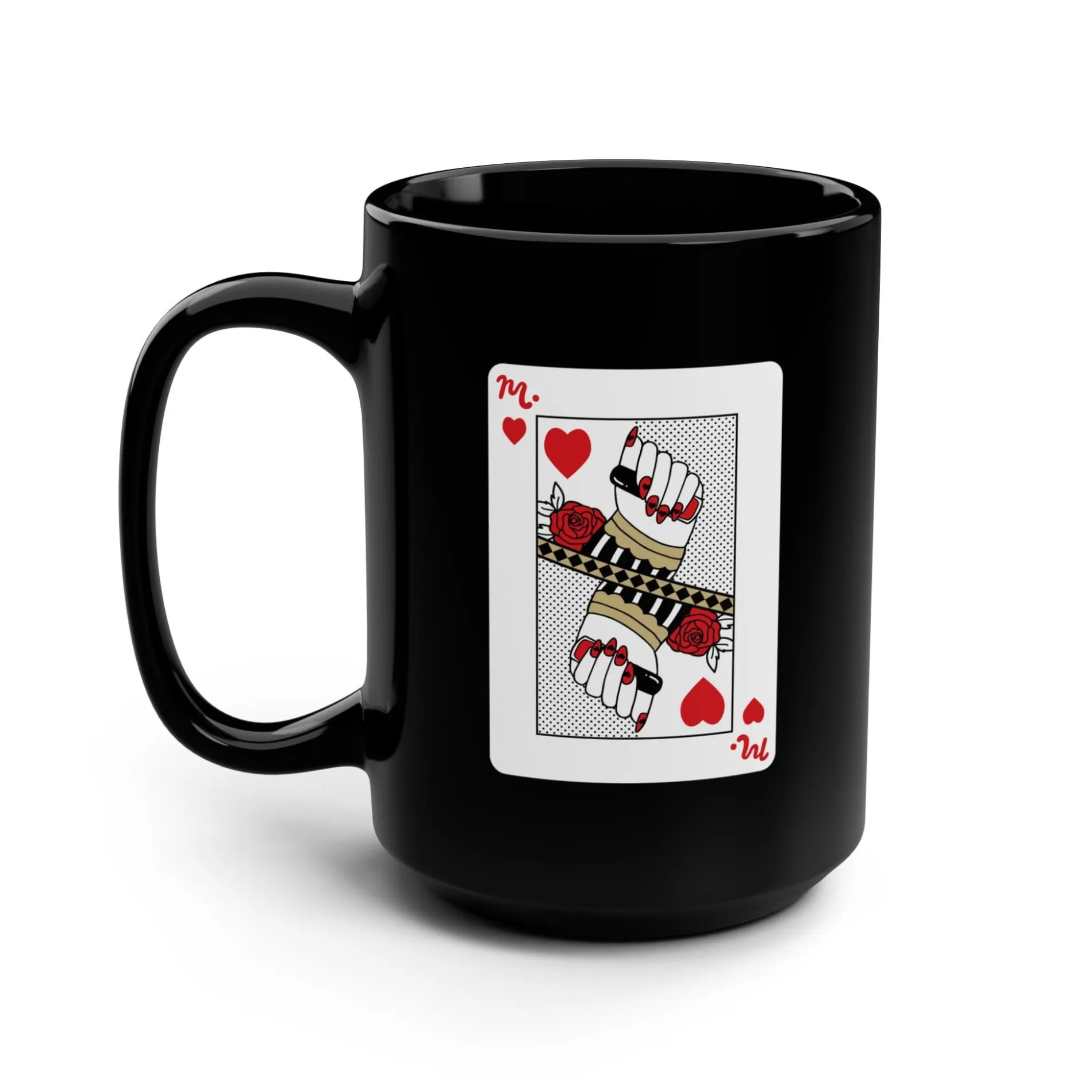 Nail Queen of Hearts Ceramic Coffee Black Mug 15oz