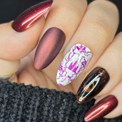 Nightshade: Velvetine (B527) - Maroon Red With Gold Shimmer Stamping Polish