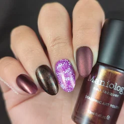 Nightshade: Velvetine (B527) - Maroon Red With Gold Shimmer Stamping Polish