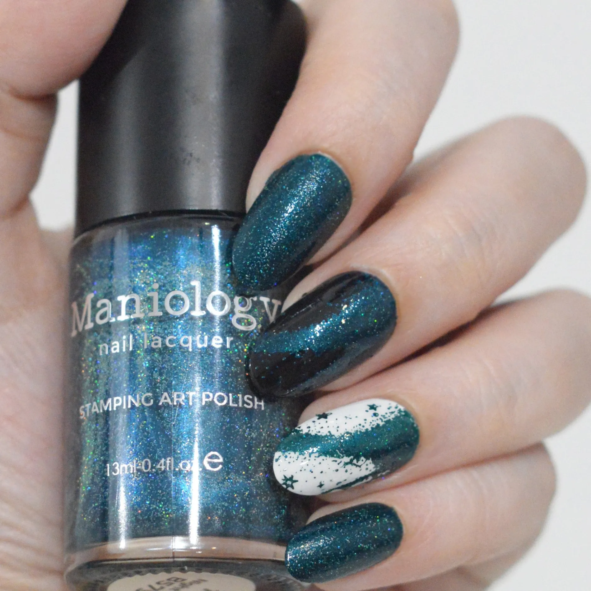 Night Sky (B579) - Dark Teal Holo Glitter Stamping Polish