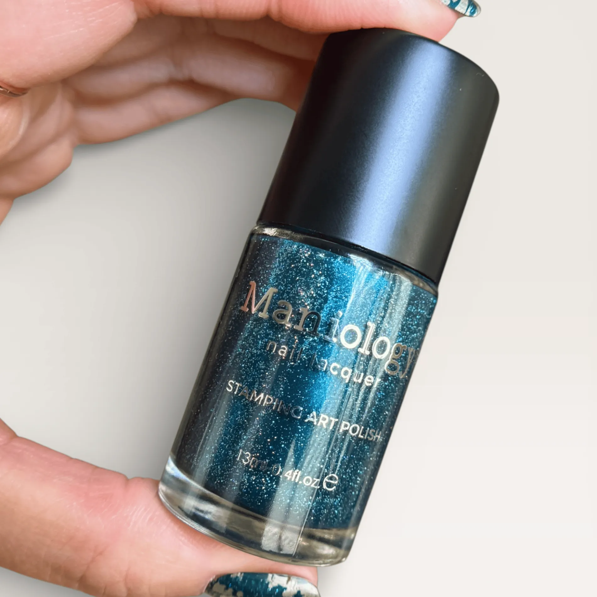 Night Sky (B579) - Dark Teal Holo Glitter Stamping Polish