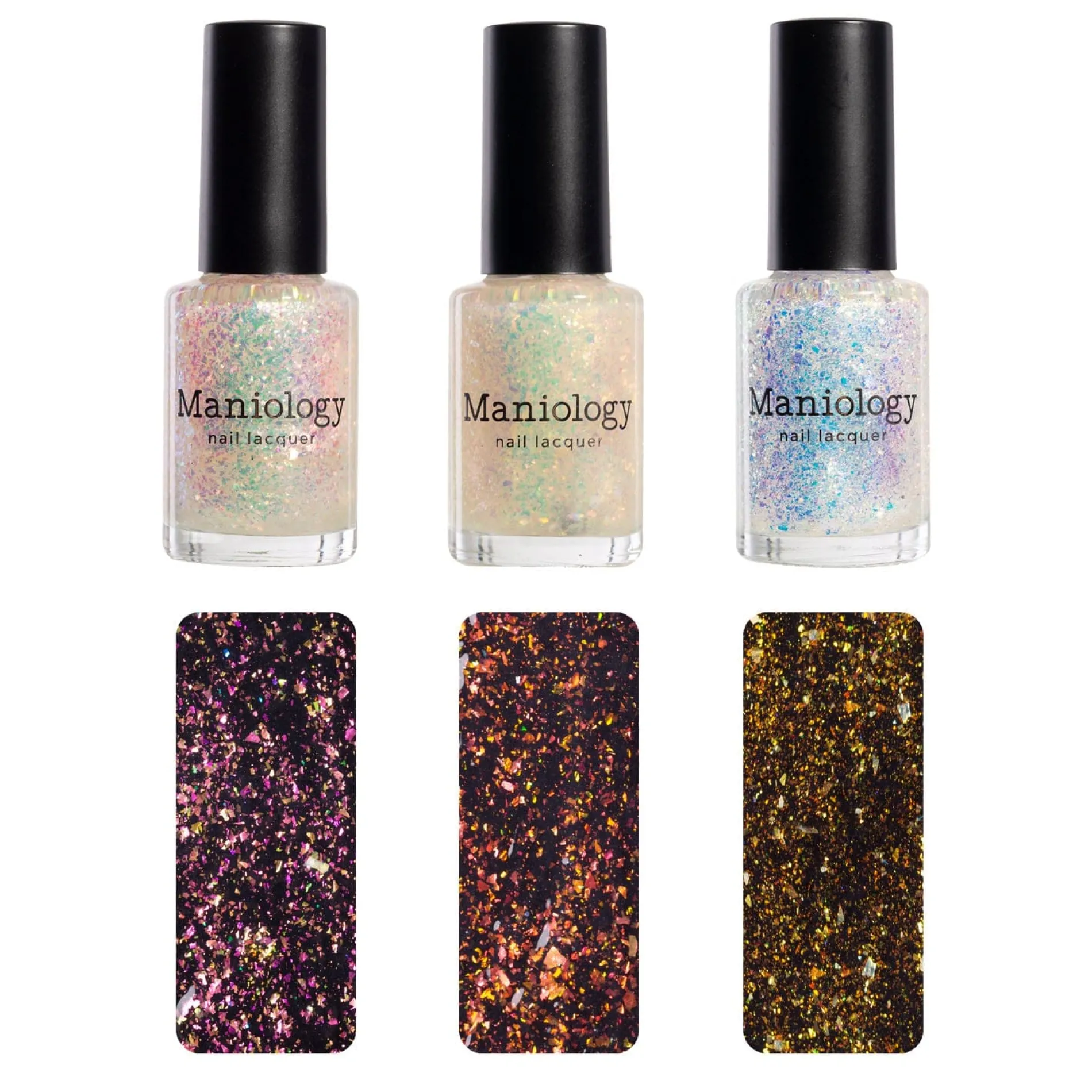 Ocean Crush: 3-Piece Flakie Iridescent Toppers Nail Polish Set