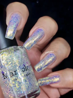 Ocean Crush: Sea Glass (P149) - Iridescent Gold/Silver Jelly Flakies Nail Polish
